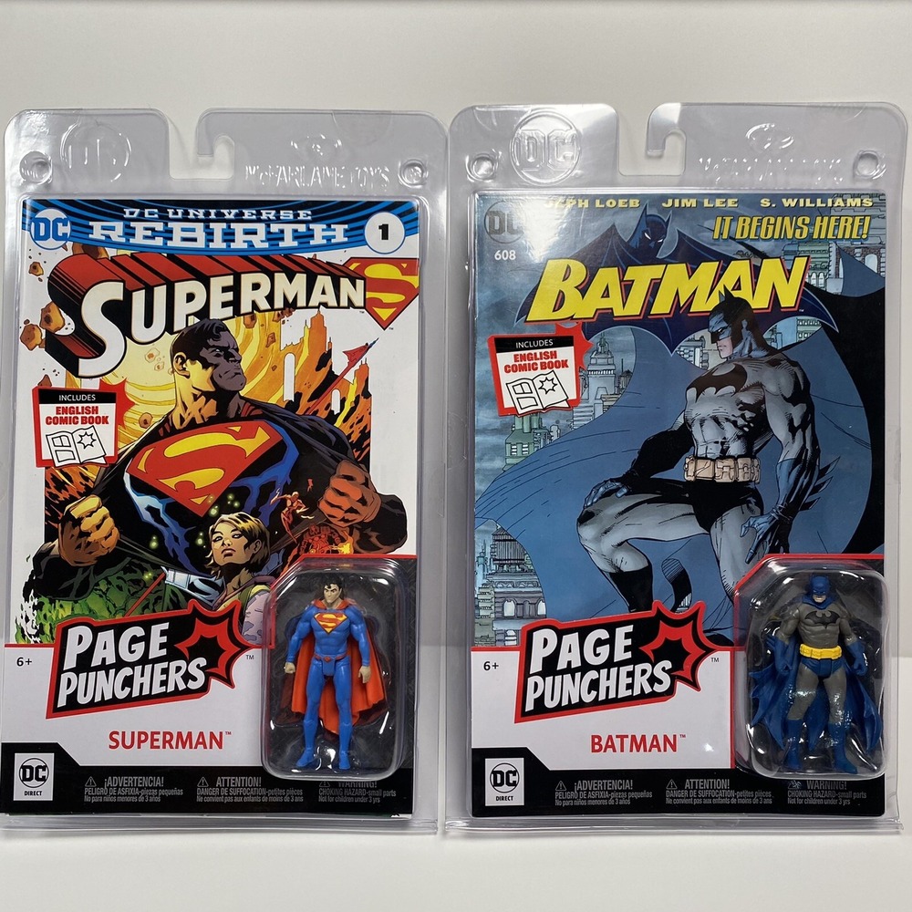 LOT OF 2 PAGE PUNCHERS WITH COMIC BOOKS DC BATMAN #608 & SUPERMAN REBIRTH #1 NEW